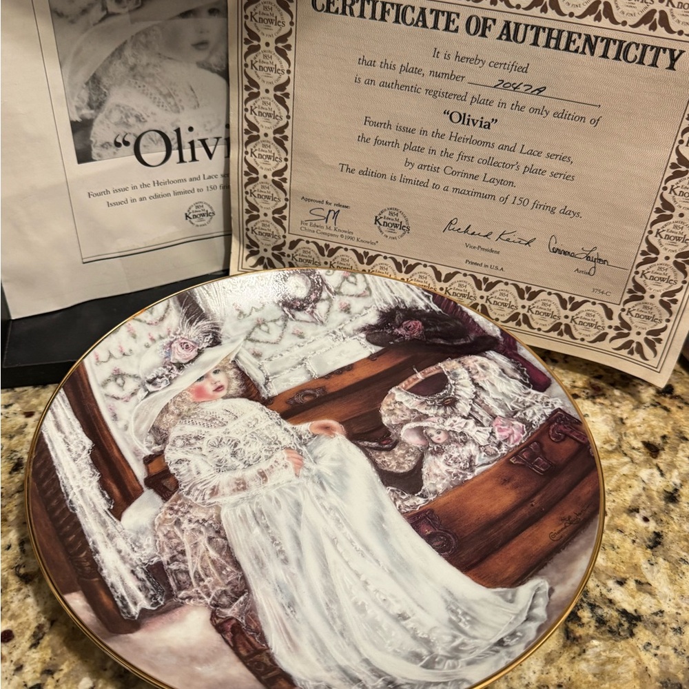 Knowles Girl Collector's Plate with Certificate
